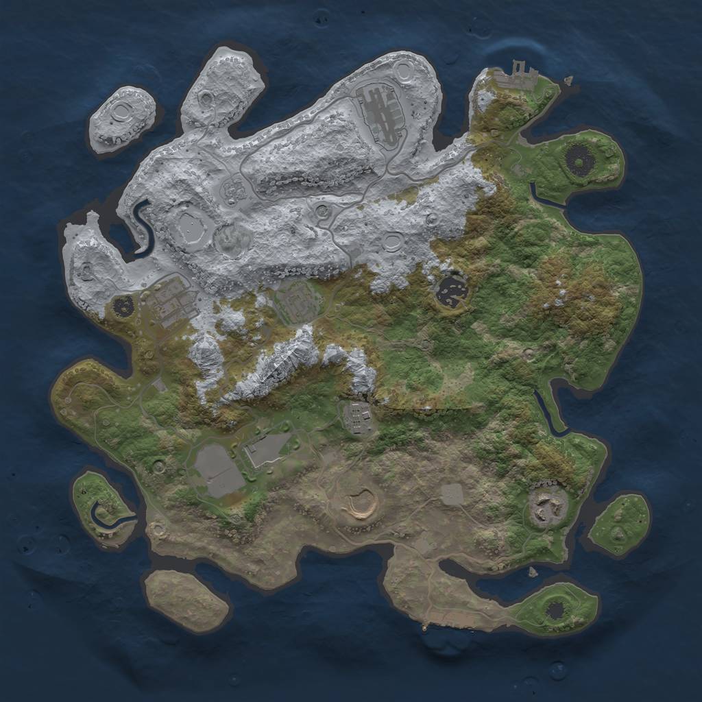 Rust Map: Procedural Map, Size: 3500, Seed: 1625196002, 17 Monuments