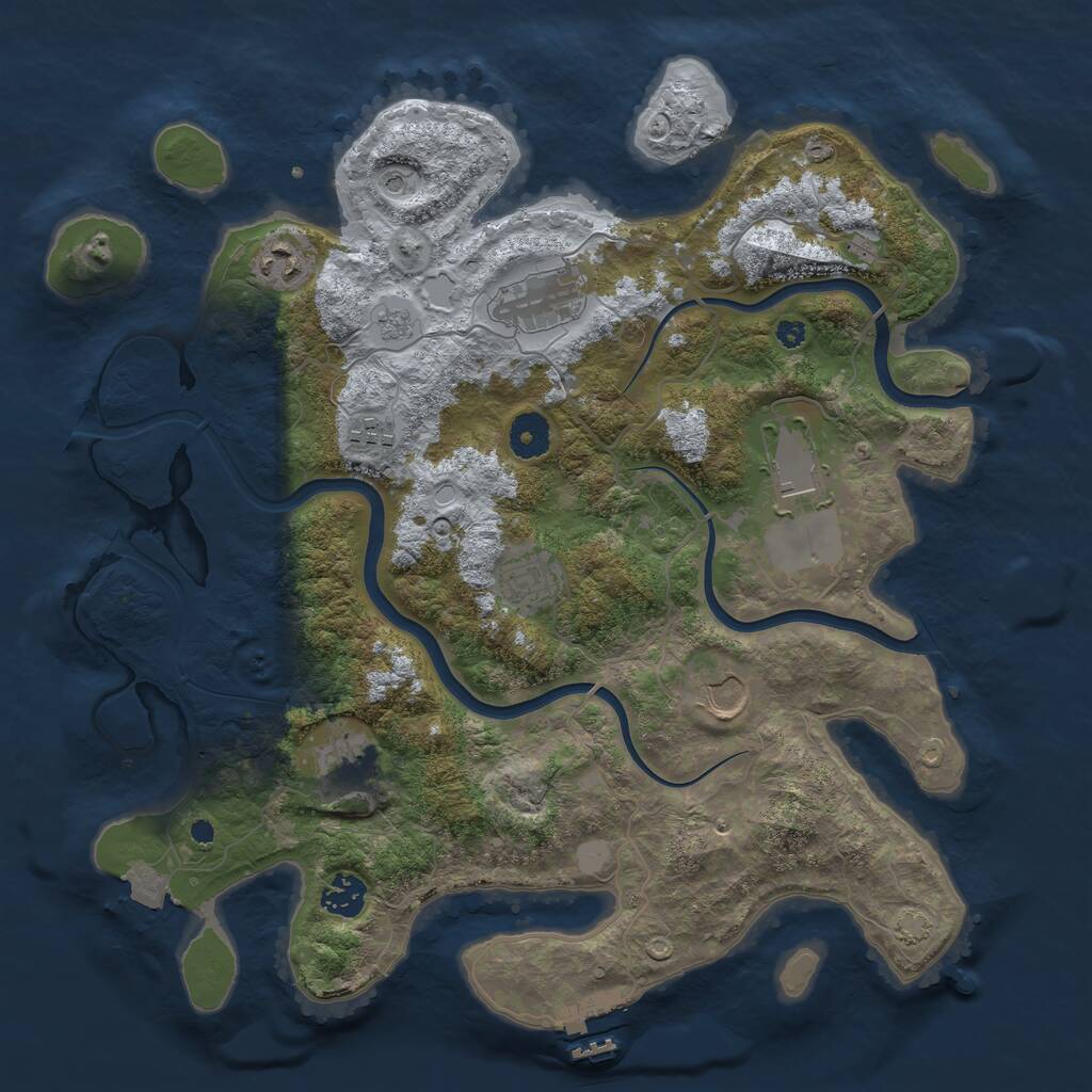 Rust Map: Procedural Map, Size: 3750, Seed: 72412478, 13 Monuments