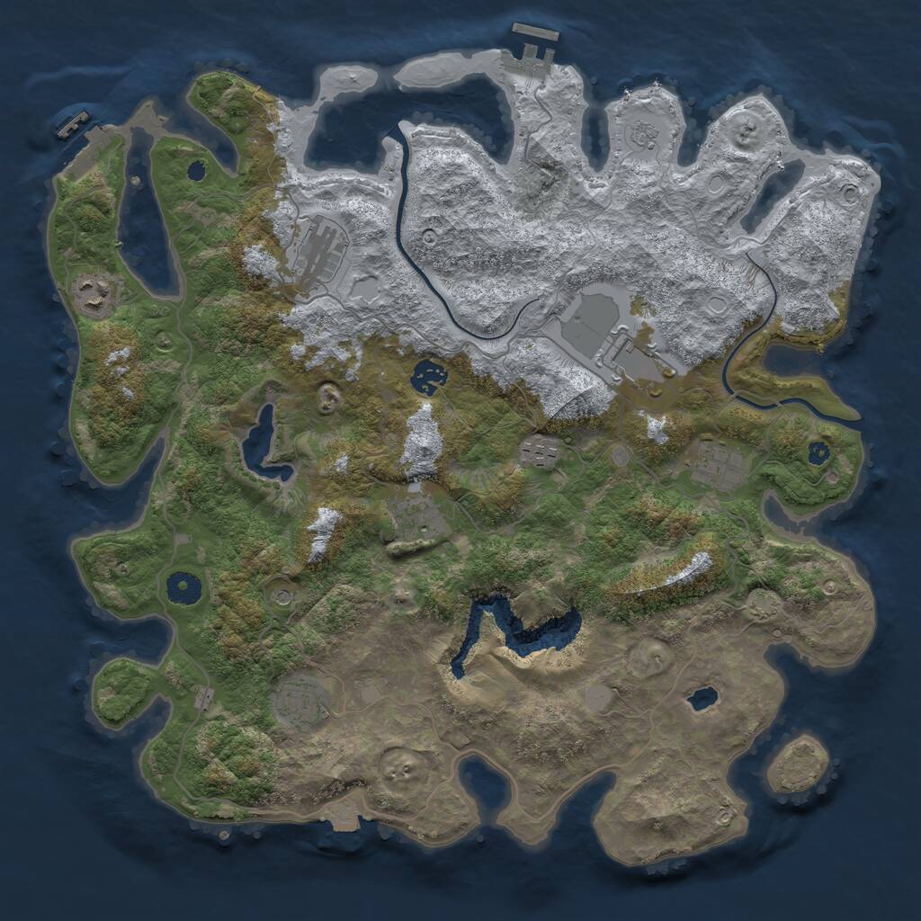 Rust Map: Procedural Map, Size: 4000, Seed: 14285, 14 Monuments
