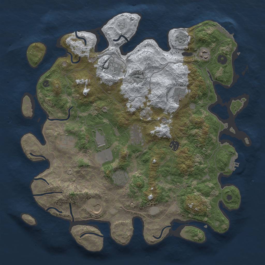 Rust Map: Procedural Map, Size: 4000, Seed: 14614, 19 Monuments