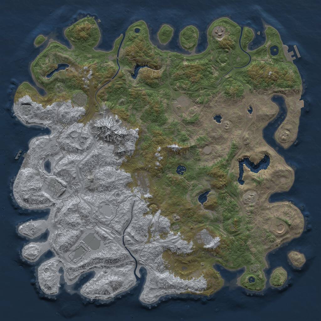 Rust Map: Procedural Map, Size: 5000, Seed: 1258615936, 17 Monuments
