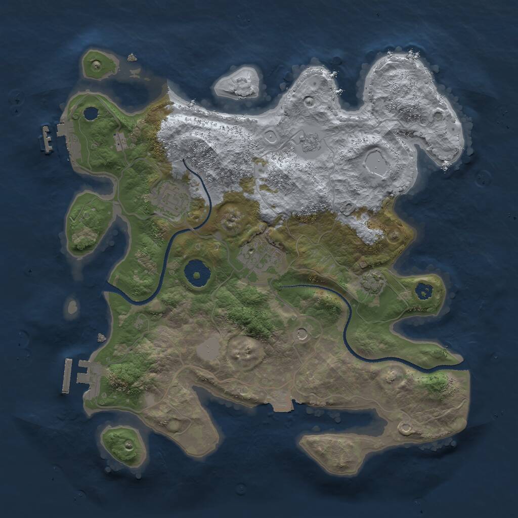 Rust Map: Procedural Map, Size: 3000, Seed: 596869704, 8 Monuments