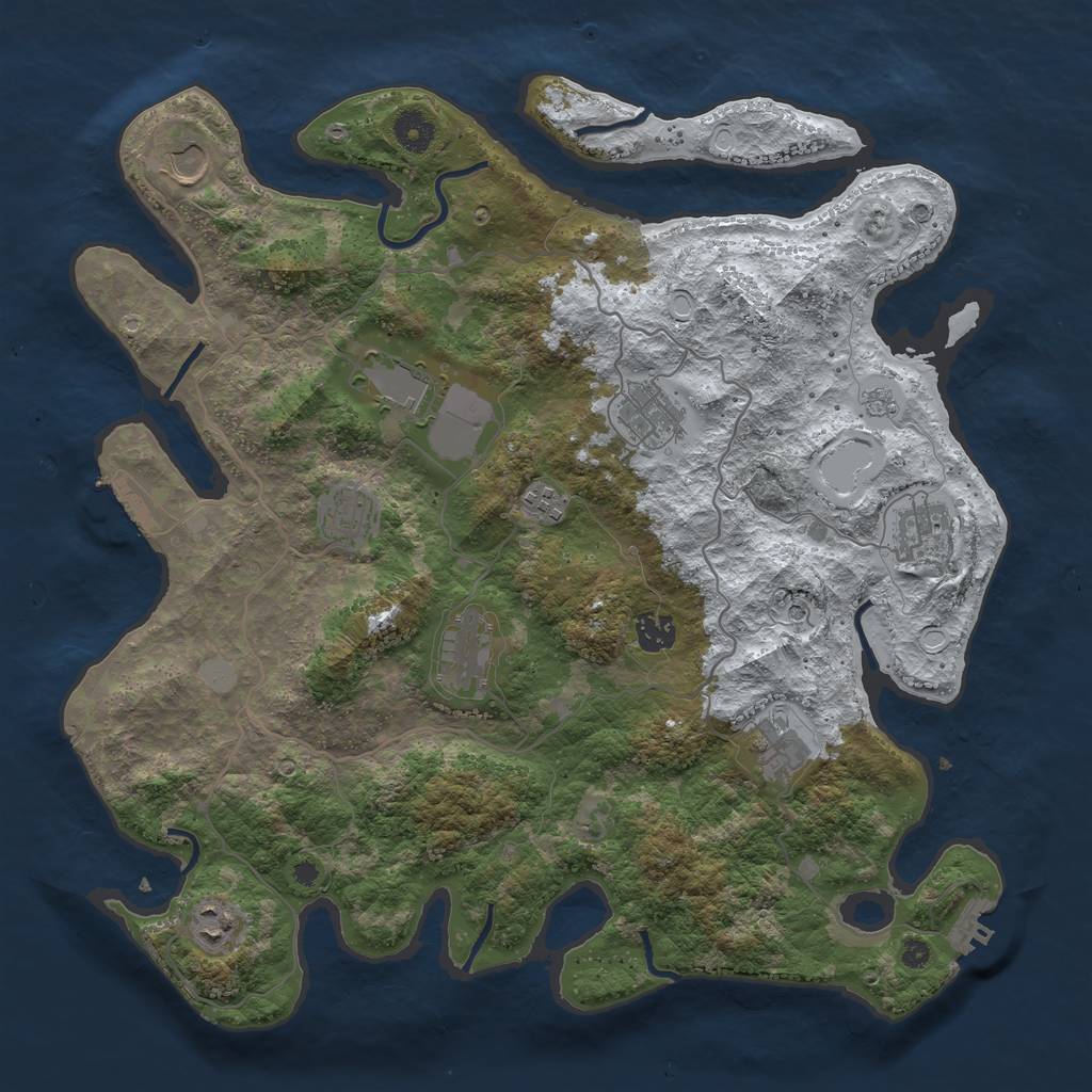 Rust Map: Procedural Map, Size: 4000, Seed: 707401116, 19 Monuments