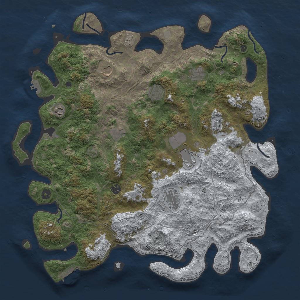 Rust Map: Procedural Map, Size: 4500, Seed: 491739, 19 Monuments