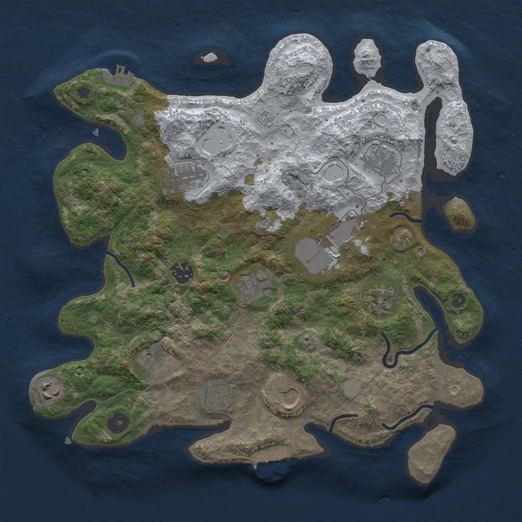 Rust Map: Procedural Map, Size: 3700, Seed: 138395812, 19 Monuments