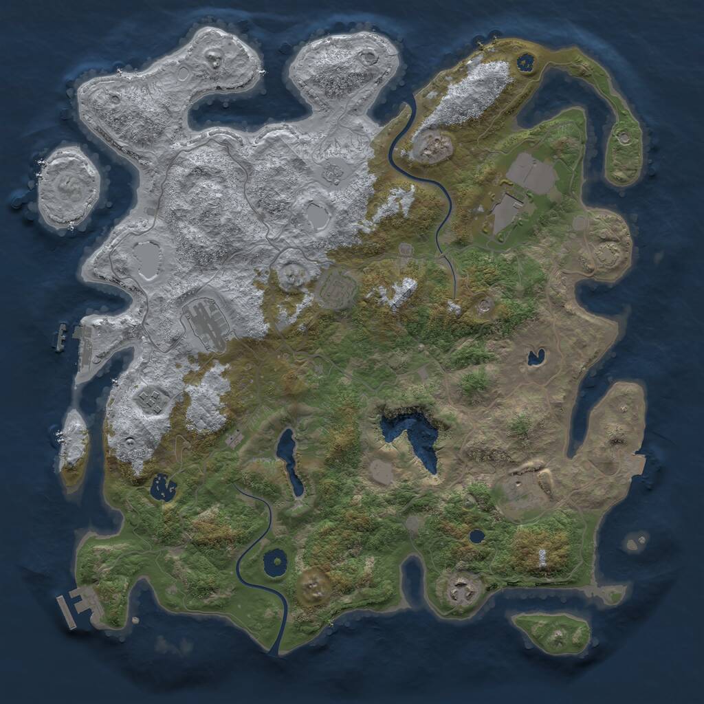Rust Map: Procedural Map, Size: 4000, Seed: 27575, 13 Monuments