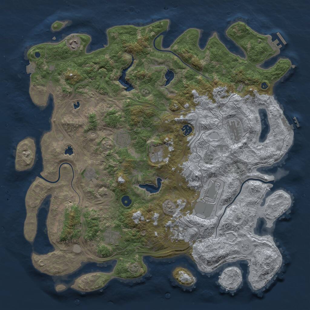 Rust Map: Procedural Map, Size: 4500, Seed: 831973298, 16 Monuments