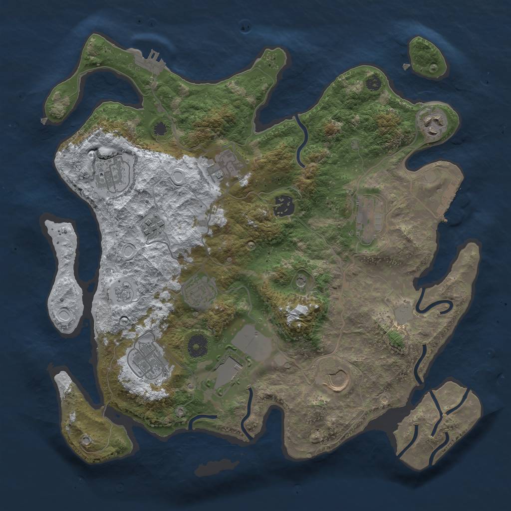 Rust Map: Procedural Map, Size: 3500, Seed: 743890362, 19 Monuments