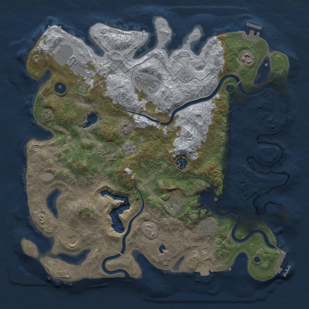 Rust Map: Procedural Map, Size: 4000, Seed: 205727, 15 Monuments