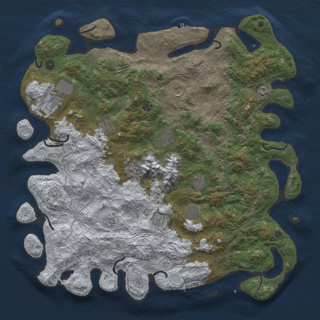 Rust Map: Procedural Map, Size: 5000, Seed: 165, 20 Monuments