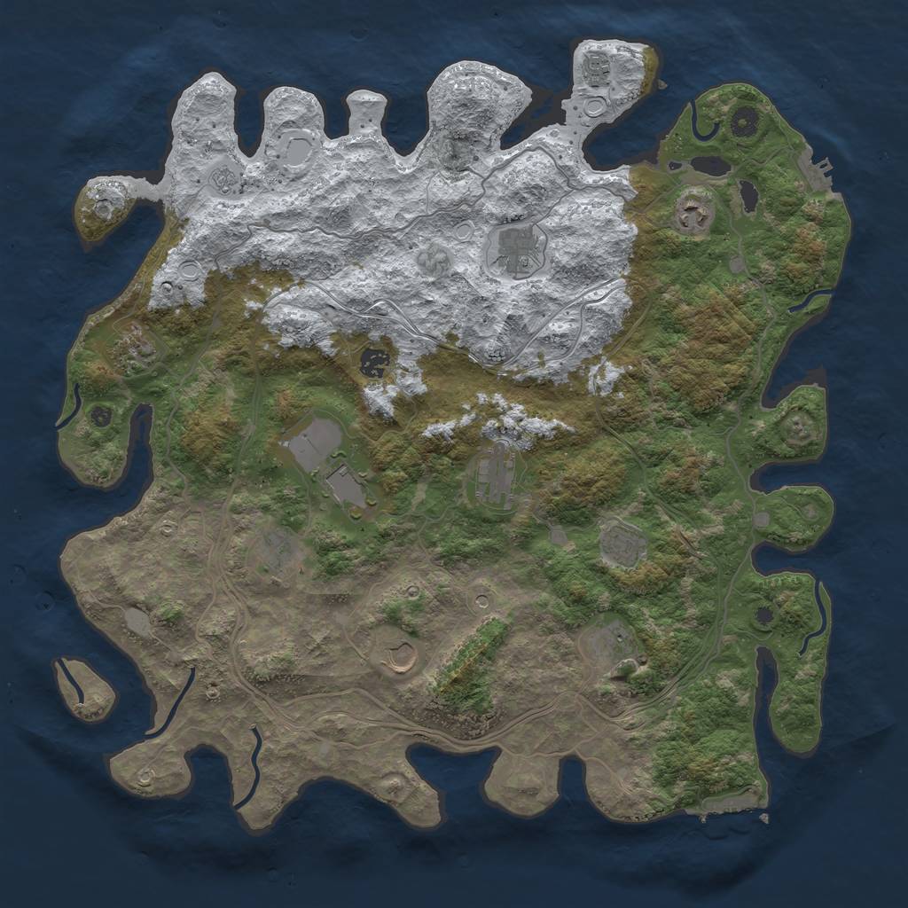 Rust Map: Procedural Map, Size: 4500, Seed: 884953506, 20 Monuments