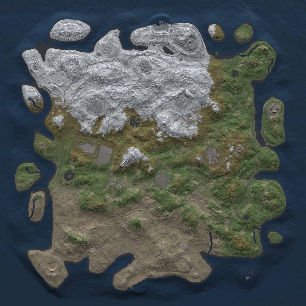 Rust Map: Procedural Map, Size: 4500, Seed: 833887636, 19 Monuments
