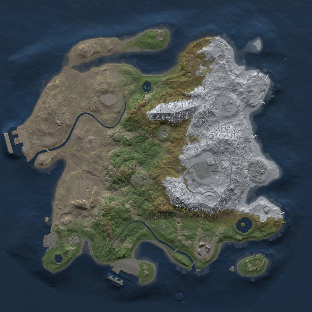 Rust Map: Procedural Map, Size: 3000, Seed: 23057, 10 Monuments