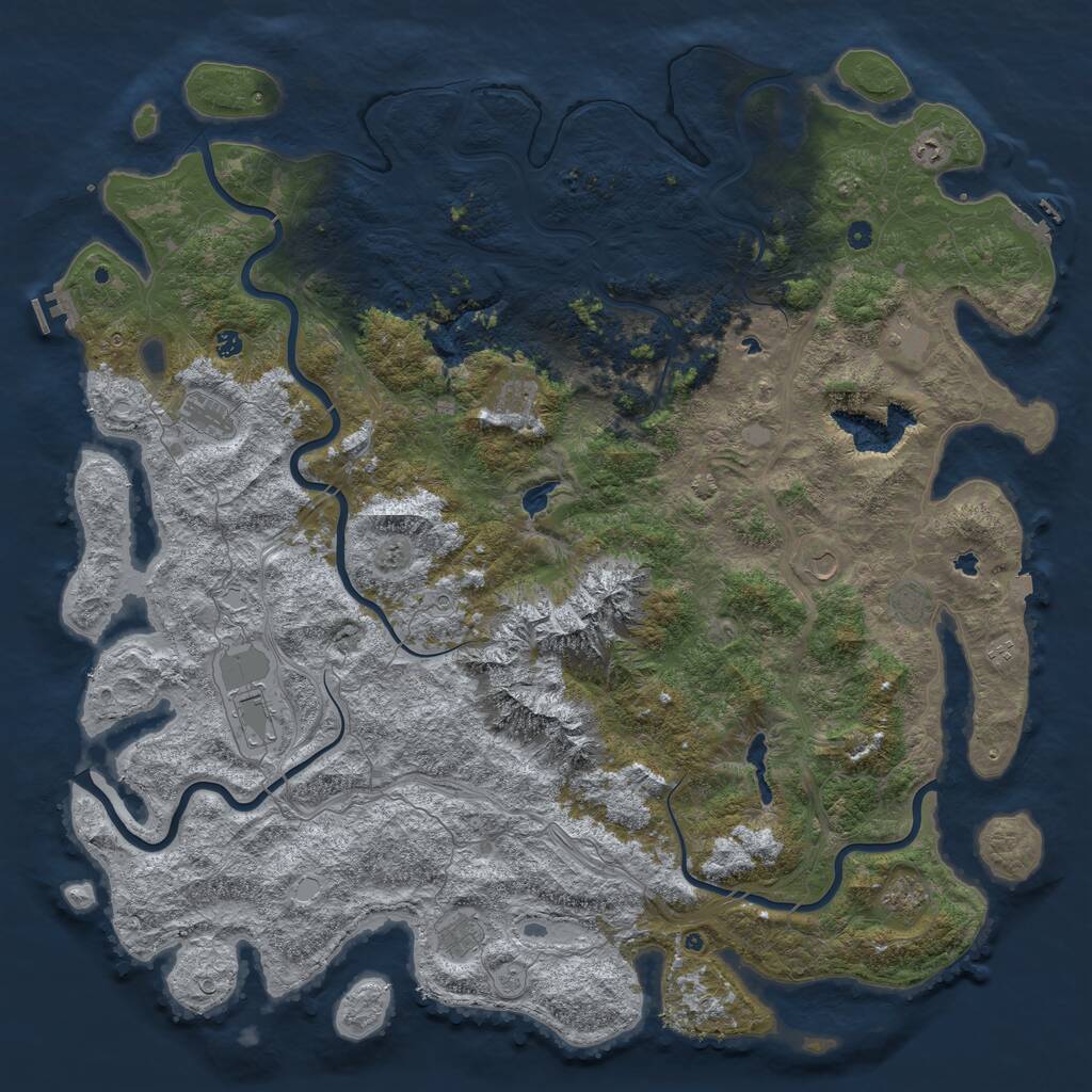 Rust Map: Procedural Map, Size: 5990, Seed: 315060410, 17 Monuments