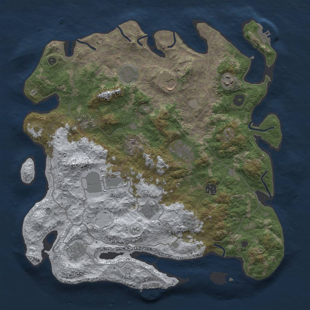 Rust Map: Procedural Map, Size: 4000, Seed: 575619, 19 Monuments