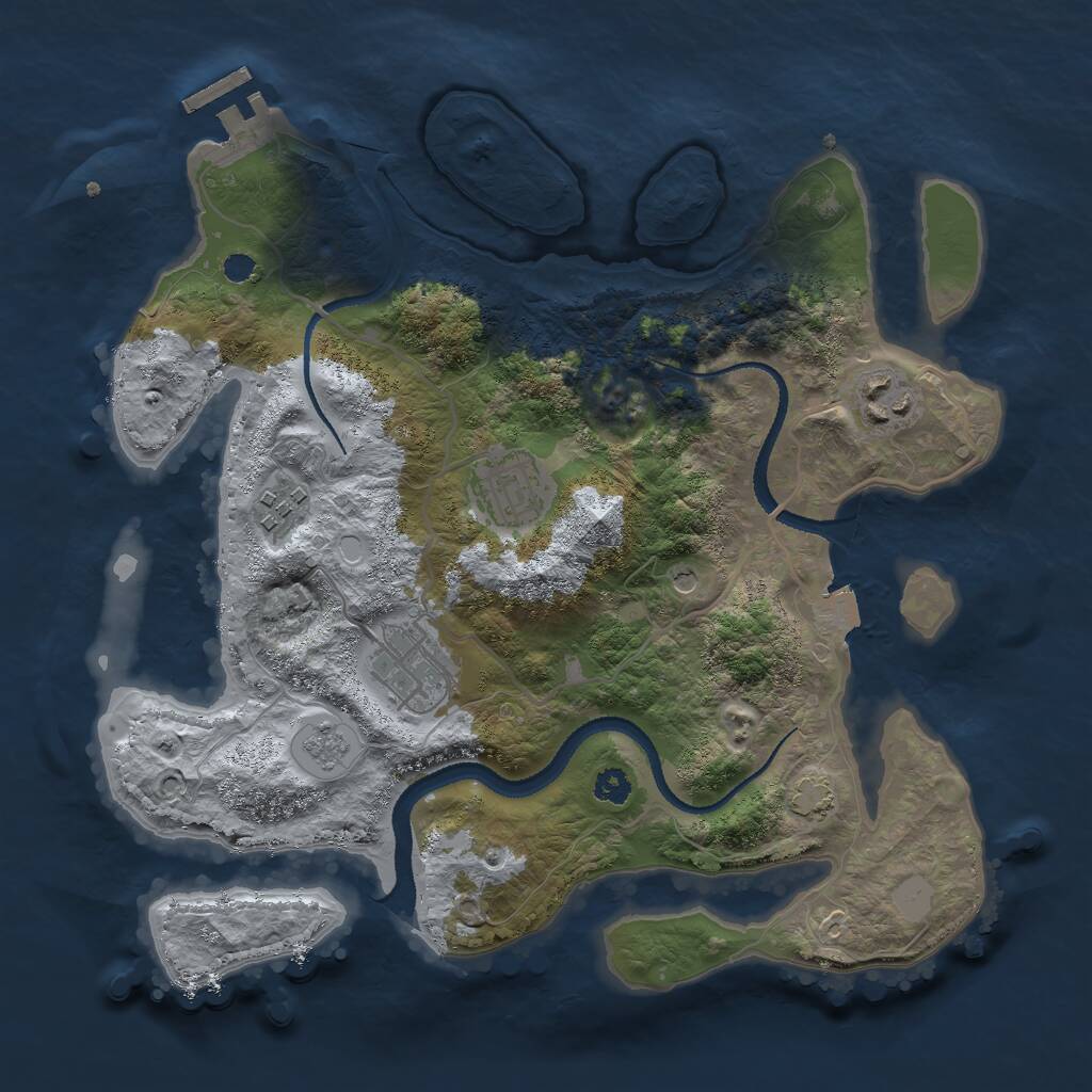 Rust Map: Procedural Map, Size: 3000, Seed: 23571, 9 Monuments