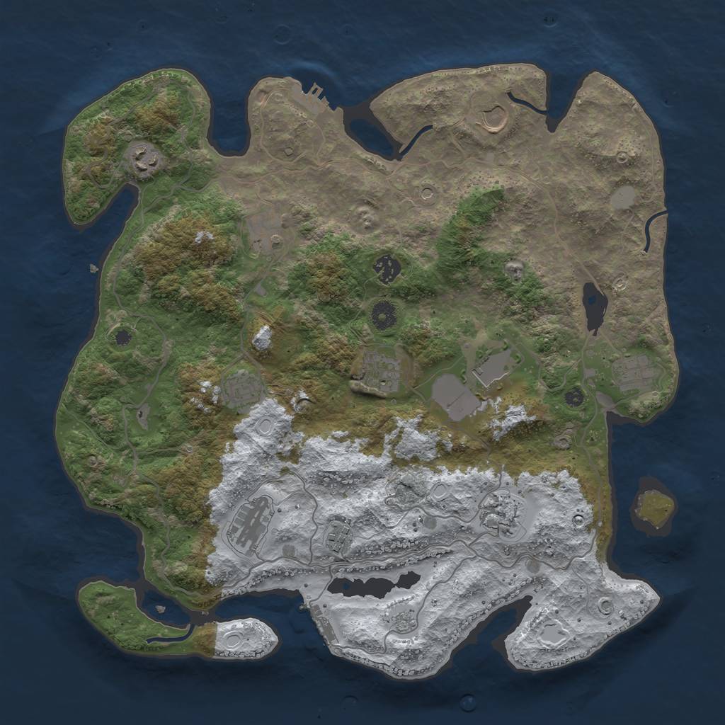 Rust Map: Procedural Map, Size: 4000, Seed: 1015310042, 20 Monuments
