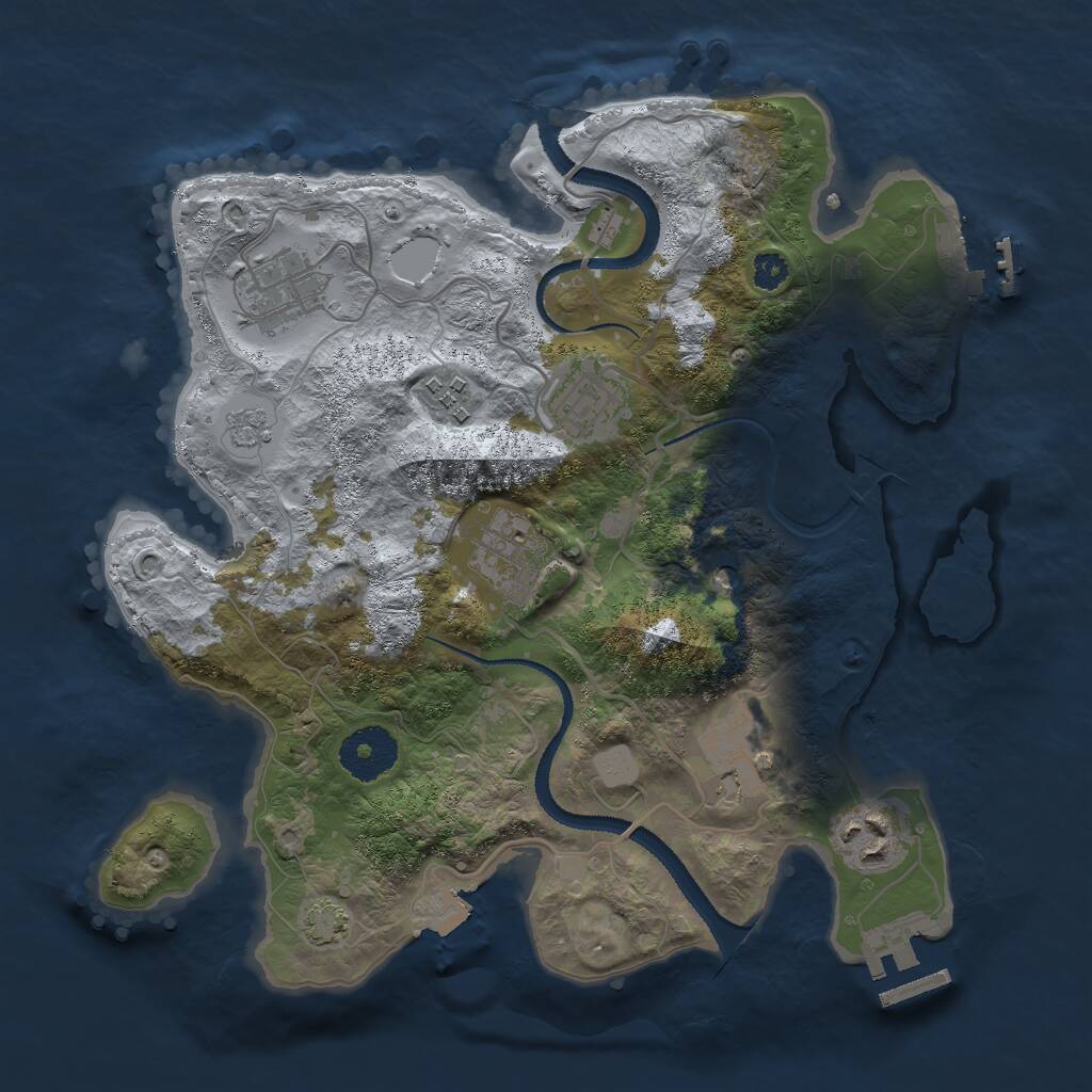 Rust Map: Procedural Map, Size: 3000, Seed: 486991936, 12 Monuments