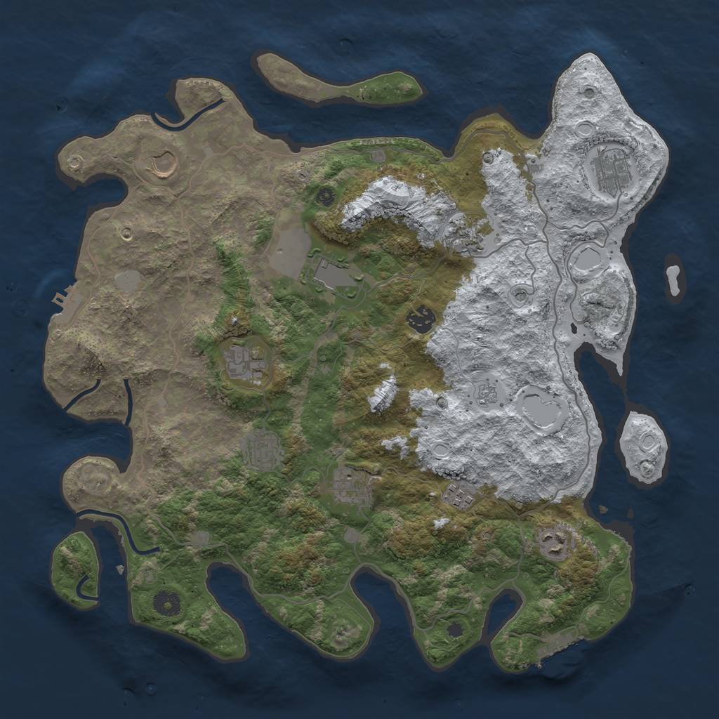 Rust Map: Procedural Map, Size: 4000, Seed: 124932, 19 Monuments