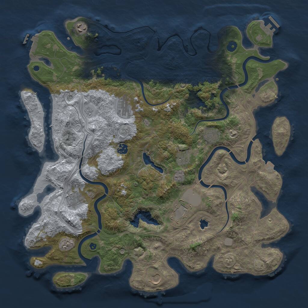 Rust Map: Procedural Map, Size: 4400, Seed: 77743672, 15 Monuments