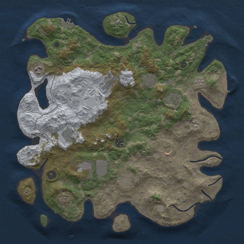 Rust Map: Procedural Map, Size: 4000, Seed: 1280942022, 20 Monuments