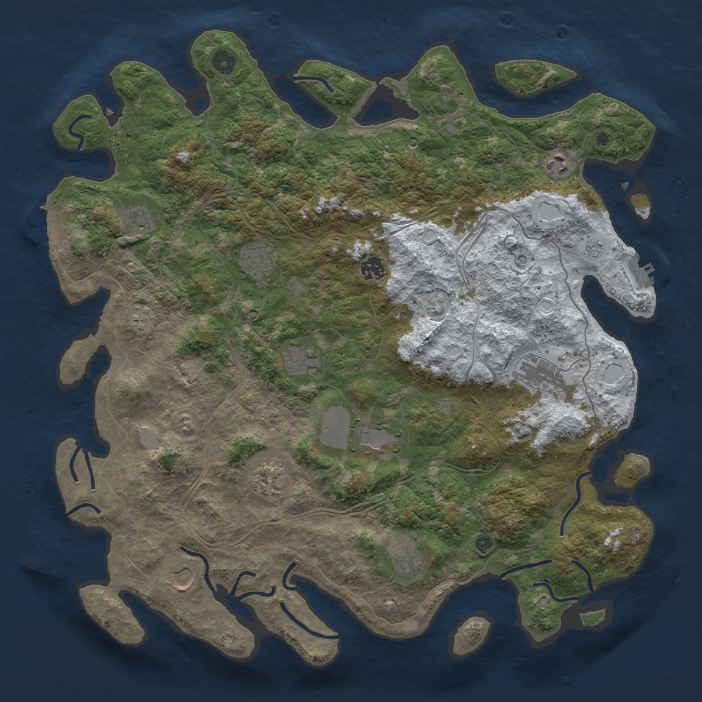 Rust Map: Procedural Map, Size: 4500, Seed: 1140988912, 20 Monuments