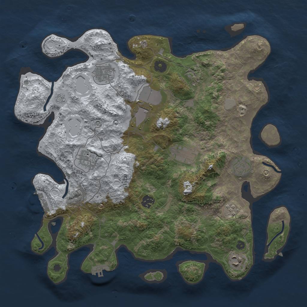 Rust Map: Procedural Map, Size: 3700, Seed: 1217281494, 18 Monuments