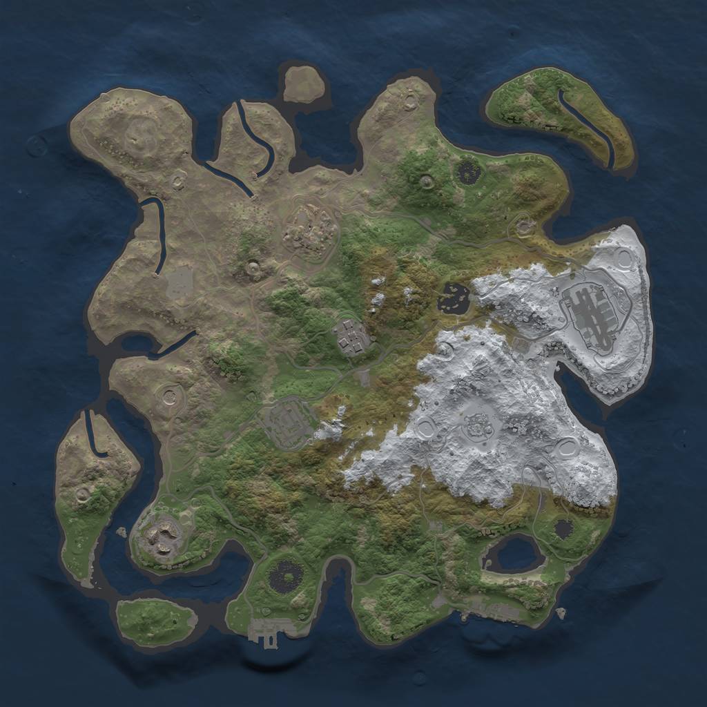 Rust Map: Procedural Map, Size: 3200, Seed: 1296056780, 15 Monuments