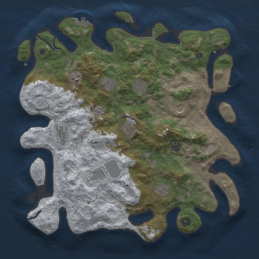 Rust Map: Procedural Map, Size: 4000, Seed: 773338, 19 Monuments