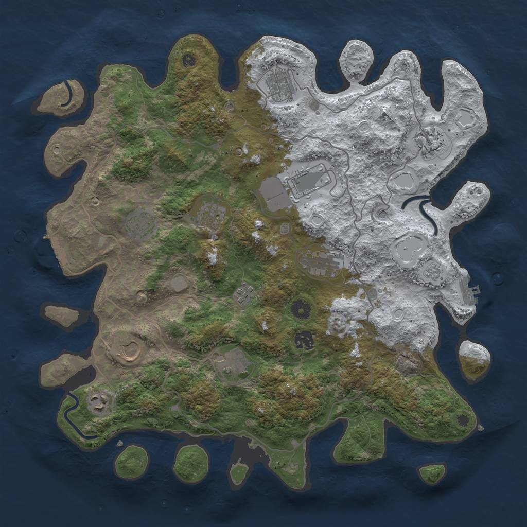 Rust Map: Procedural Map, Size: 4000, Seed: 7661216, 20 Monuments