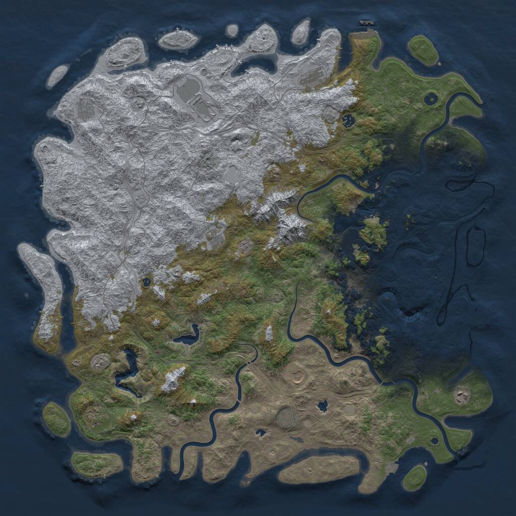 Rust Map: Procedural Map, Size: 6000, Seed: 5232, 17 Monuments
