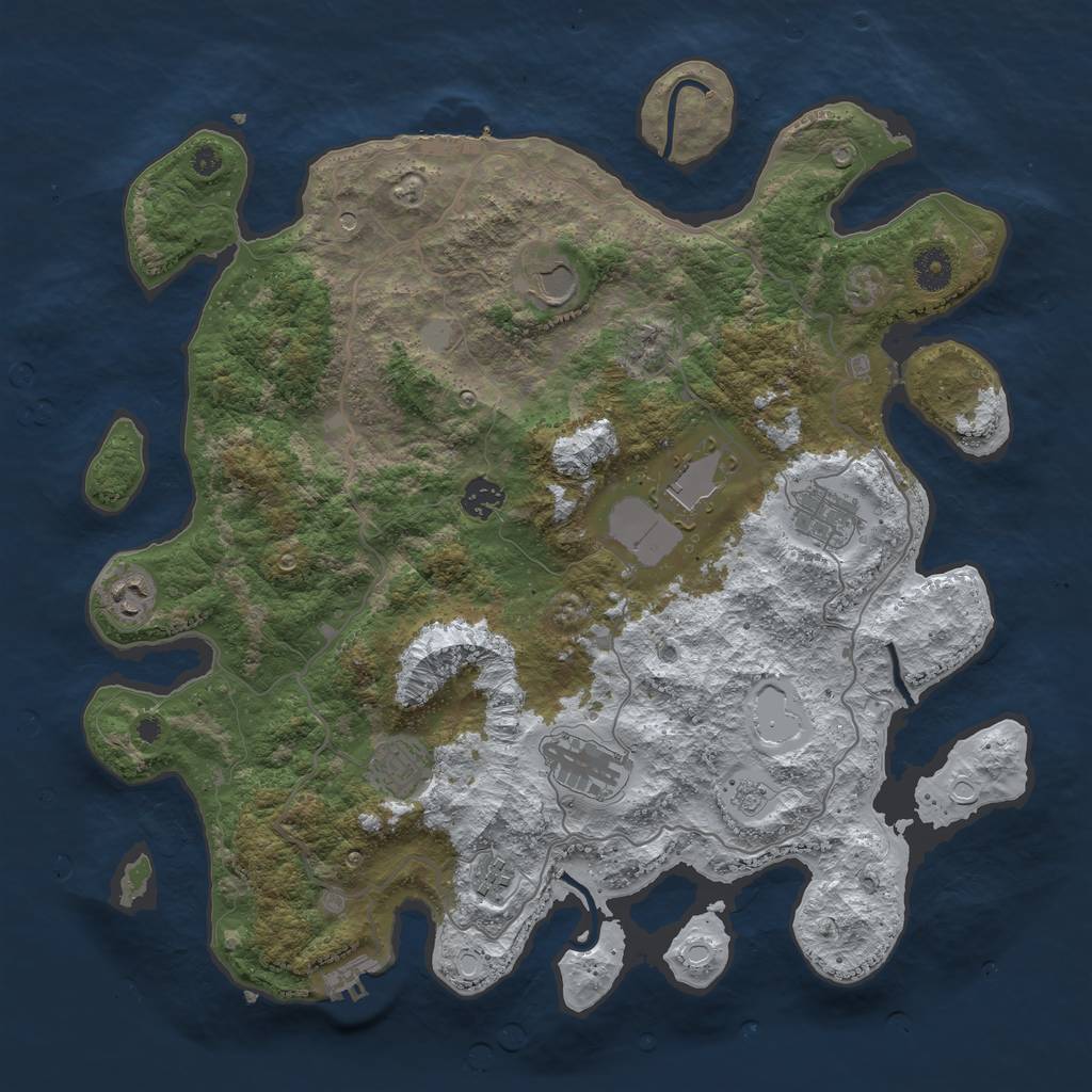 Rust Map: Procedural Map, Size: 4000, Seed: 3921757, 17 Monuments