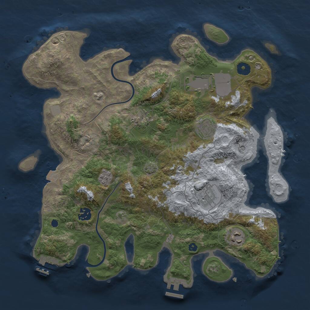 Rust Map: Procedural Map, Size: 3500, Seed: 265265611, 12 Monuments