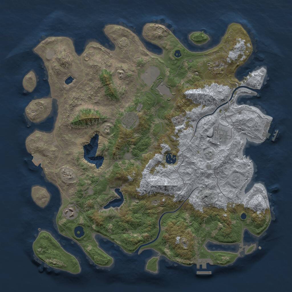 Rust Map: Procedural Map, Size: 4000, Seed: 1491060246, 13 Monuments