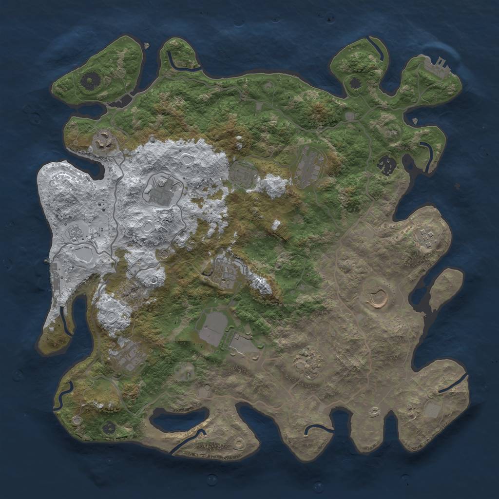Rust Map: Procedural Map, Size: 4000, Seed: 2089474823, 20 Monuments