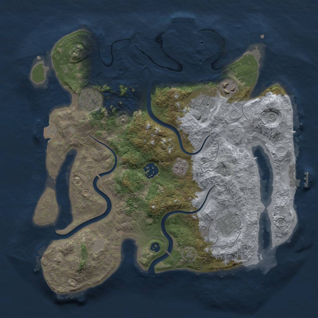 Rust Map: Procedural Map, Size: 3250, Seed: 1644762873, 12 Monuments