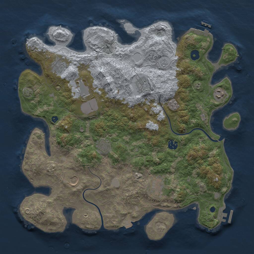 Rust Map: Procedural Map, Size: 3850, Seed: 1742801942, 15 Monuments