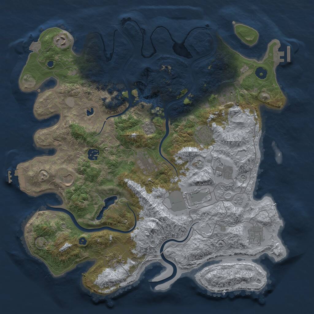 Rust Map: Procedural Map, Size: 4000, Seed: 824716, 17 Monuments