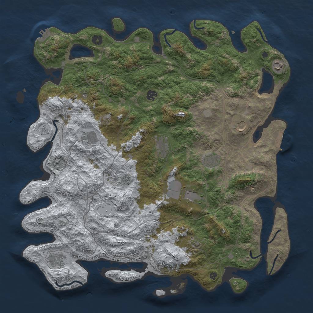Rust Map: Procedural Map, Size: 4500, Seed: 2131, 19 Monuments