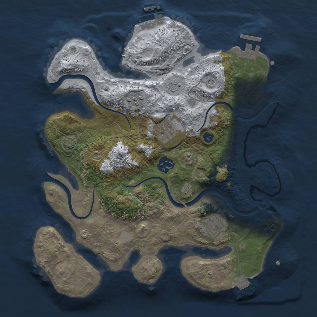 Rust Map: Procedural Map, Size: 3000, Seed: 11896, 10 Monuments