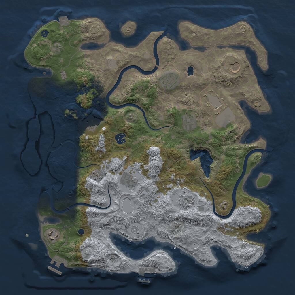 Rust Map: Procedural Map, Size: 4000, Seed: 290157, 16 Monuments