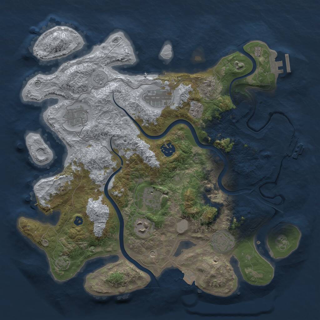 Rust Map: Procedural Map, Size: 3500, Seed: 469145932, 13 Monuments