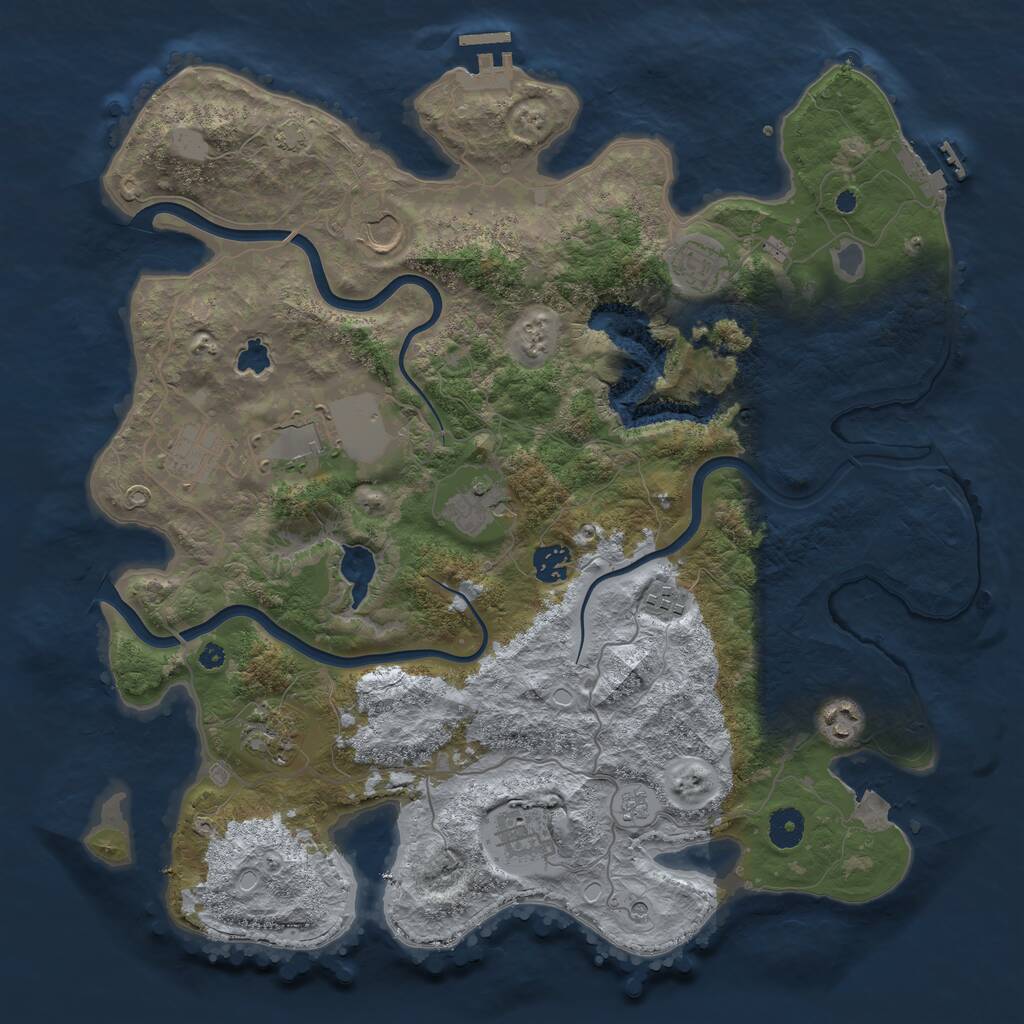 Rust Map: Procedural Map, Size: 4000, Seed: 987869, 16 Monuments