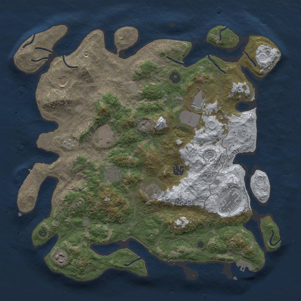 Rust Map: Procedural Map, Size: 4000, Seed: 927762, 18 Monuments