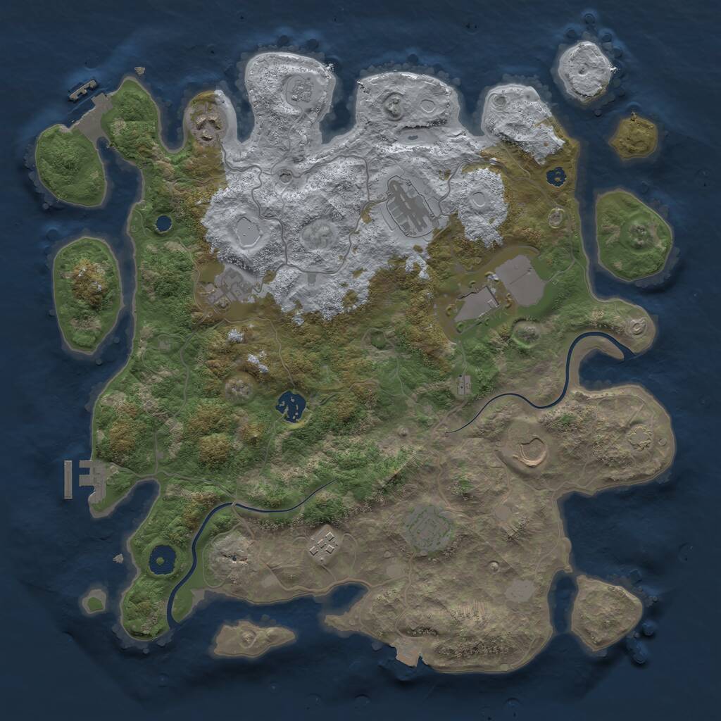Rust Map: Procedural Map, Size: 3750, Seed: 1802772811, 14 Monuments