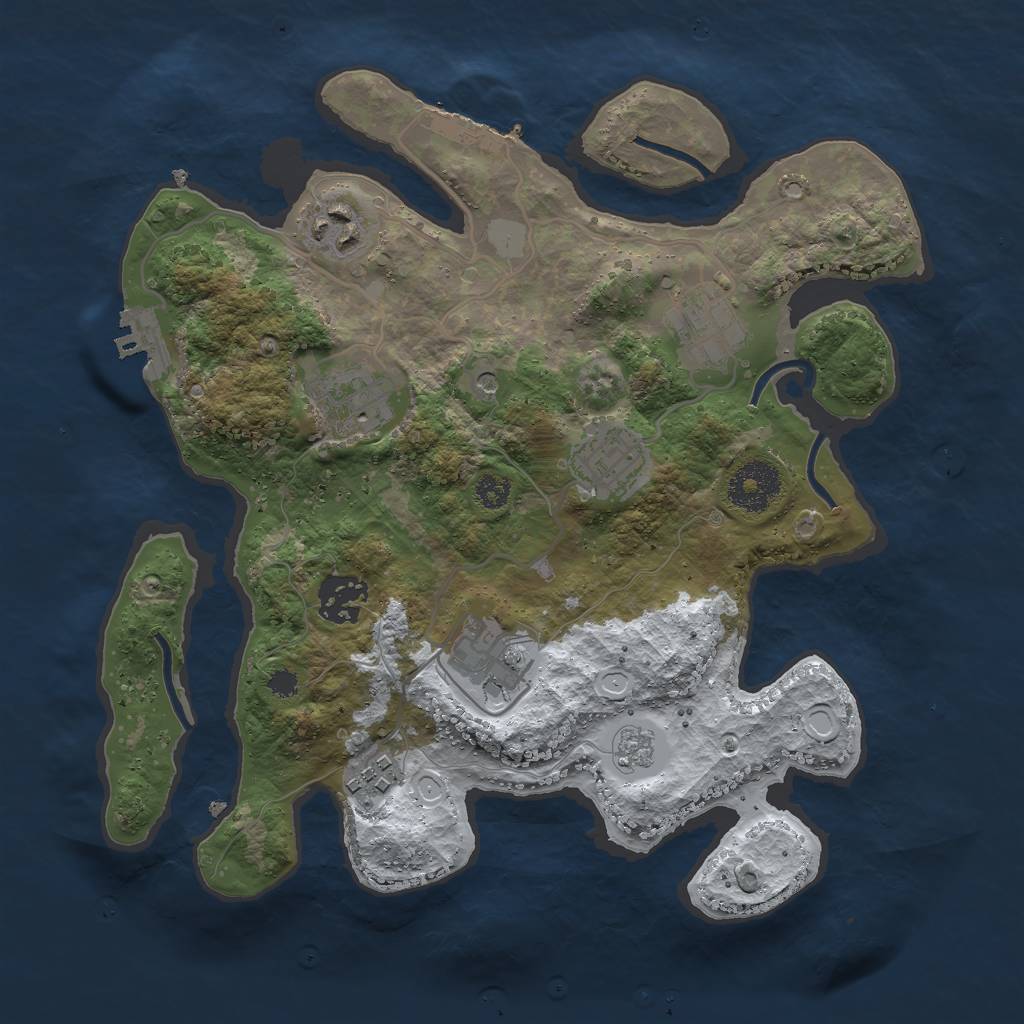 Rust Map: Procedural Map, Size: 3000, Seed: 82891284, 16 Monuments