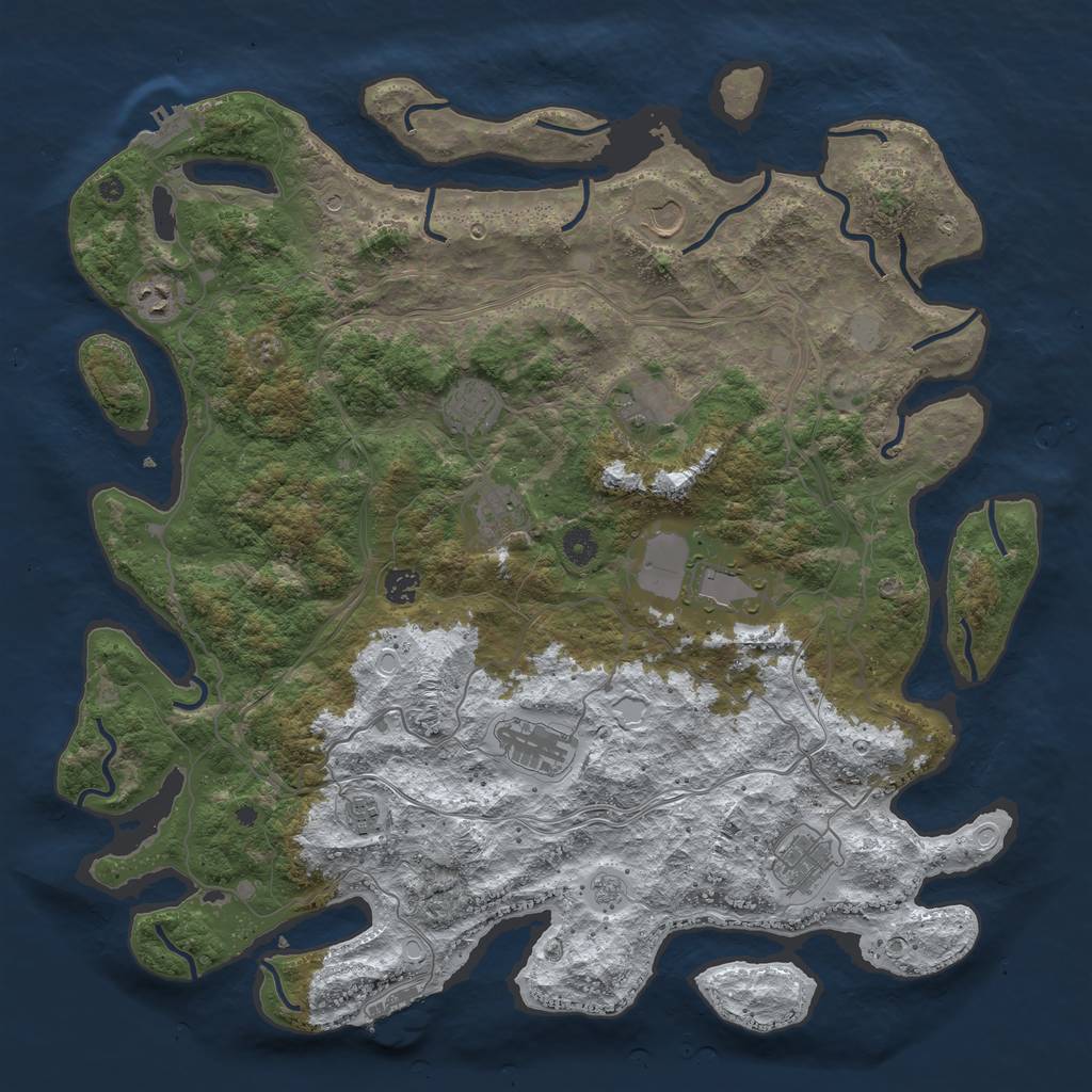 Rust Map: Procedural Map, Size: 4500, Seed: 2795844, 19 Monuments