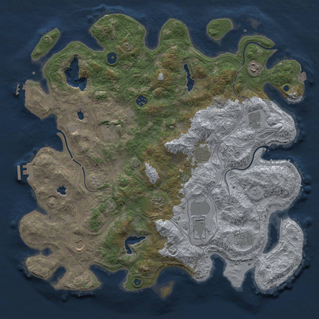 Rust Map: Procedural Map, Size: 4500, Seed: 1013974303, 16 Monuments