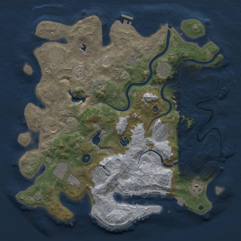 Rust Map: Procedural Map, Size: 4000, Seed: 338519523, 16 Monuments