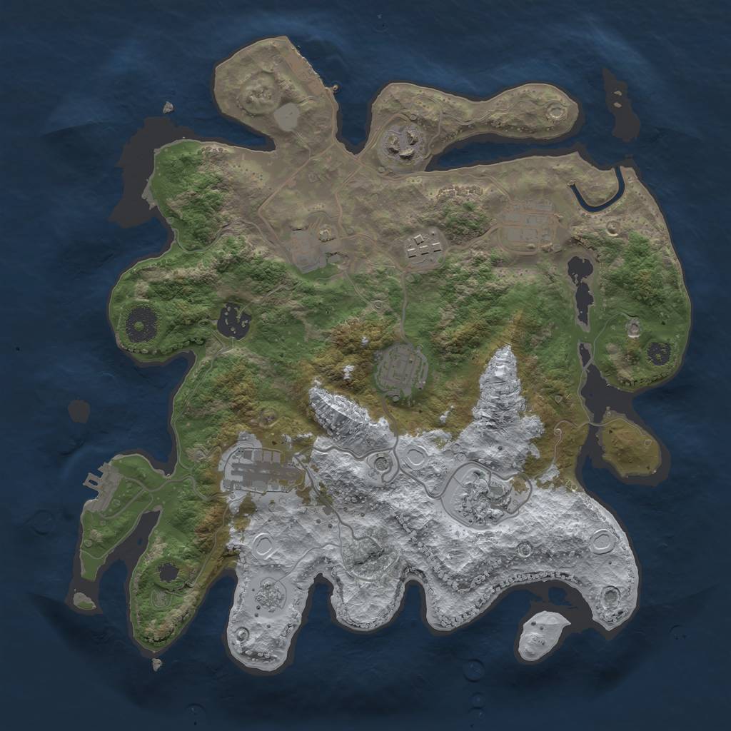 Rust Map: Procedural Map, Size: 3200, Seed: 55000, 17 Monuments